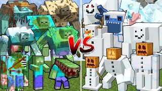 ALL MINECRAFT MUTANT ZOMBIES vs ALL MINECRAFT MUTANT SNOW GOLEMS | Minecraft Mob Battle