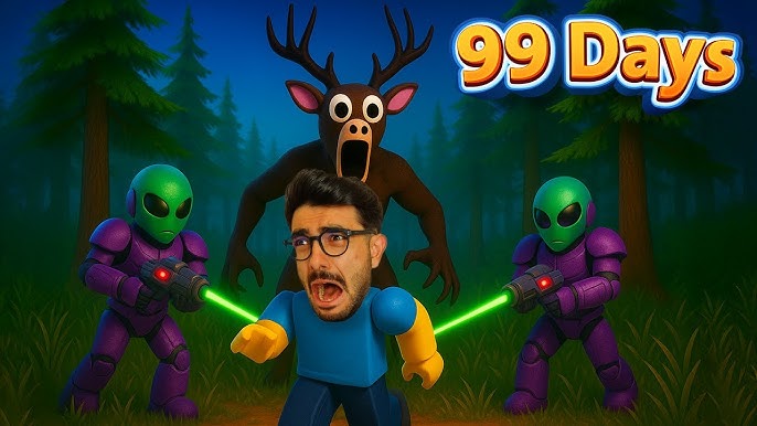 الغزال الشرير يساعدونه الفضائيين 😭 99 ليلة في الغابة 😱