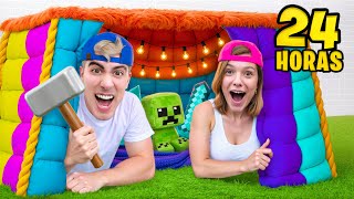 24시간 담요로 만든 거대한 벙커에서 !!