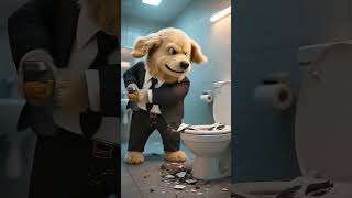The naughty little golden retriever and baby shaved the stepmother's hair.  ,Dog, Cute pet debut p