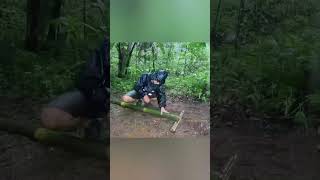 Building a survival tent in heavy rain 🌨️⛈️ #survival #camping #cooking #rain #wildlife #asmr