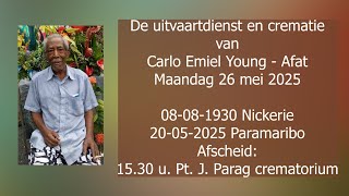 De uitvaartdienst en crematie van Carlo Emiel Young - Afat. Maandag 26 mei 2025.