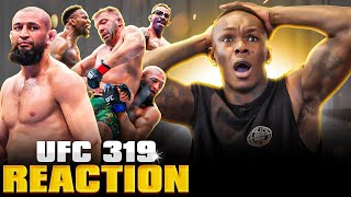 Israel Adesanya Reacts To Khamzat Chimaev DOMINATING Dricus Du Plessis at UFC 319