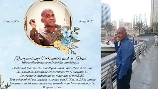 De uitvaartdienst en crematie van Rampertaap Birtantie m.b.a. Ram. Maandag 12 mei 2025.