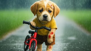 Baby Puppy Fights Through Rain to Rescue Trapped Kitten 🐱🌧️ Becomes a Hero After Storm Rescue 🚴❤️