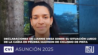 Liannis Mesa actualiza sobre su situación luego de la caída en prueba Madison de ciclismo de pista