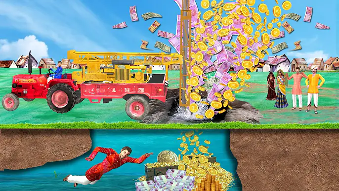 भूमिगत सोने की खान Underground Goldmine Tractor Borewell Comedy Video हिंदी कहानियां Hindi Kahaniya