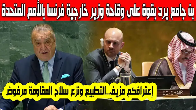 عمار بن جامع رد بقوة على وزير خارجية فرنسا بالأمم المتحدة فرنسا تدعو العالم للإعتراف فلسطين والتطبيع