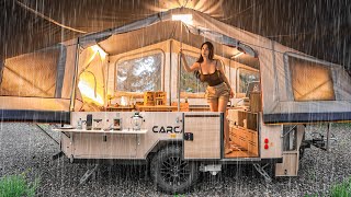 ☔️폭우 내리는 날, 초대형 3룸 트레일러 속에서 역대급 우중캠핑ㅣ카캠 투폴딩 트레일러