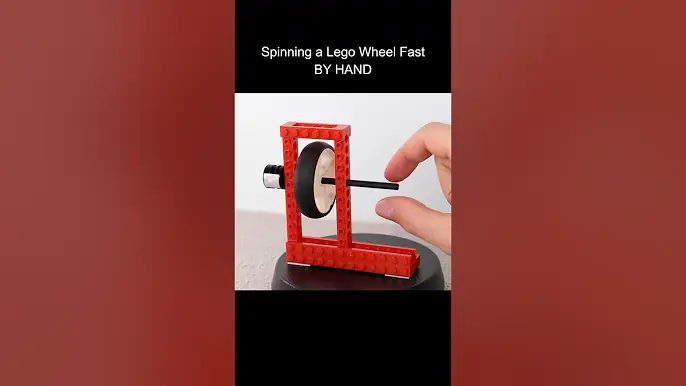 Spinning a Lego wheel fast by hand #shorts