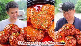 Even the spicy beef rolls couldn't make Ermao feel spicy🔥 | songsong and ermao | mukbang