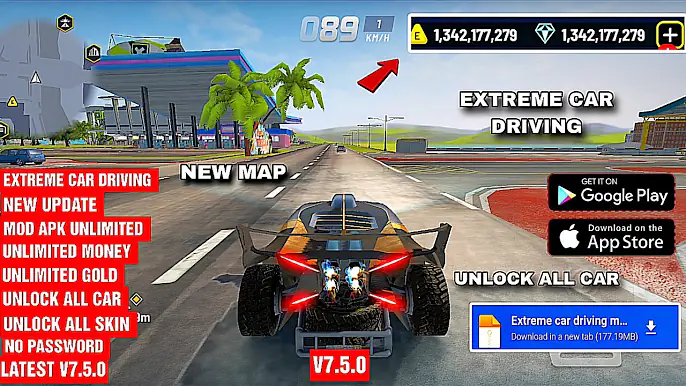 Extreme Car Driving new update v7.5.0 Mod Apk unlimited money unlimited gold unlock all