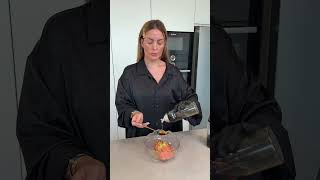 Tartar with pumpkin waffles and salmon cream