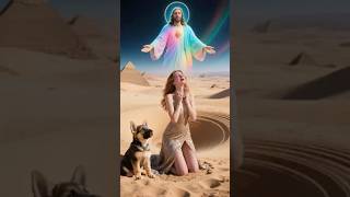 Woman caught in quicksand encounters scorpion, puppy and Jesus coming#cute #jesus #shorts #ai