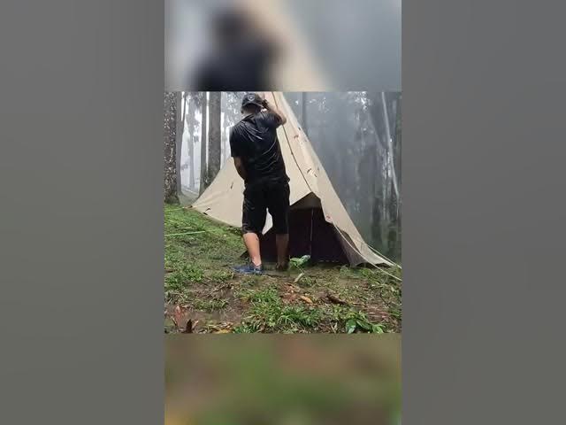 Solo camping in heavy rain🌧️