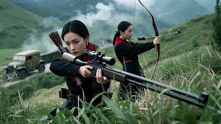 중국 여성 궁술 여신 저격수, 일본군 사살, 모든 총알이 심장에 명중