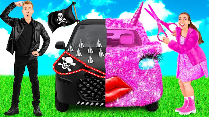 Розовая машина vs Черная машина Челлендж | Война Пранков от TeamTeen Challenge