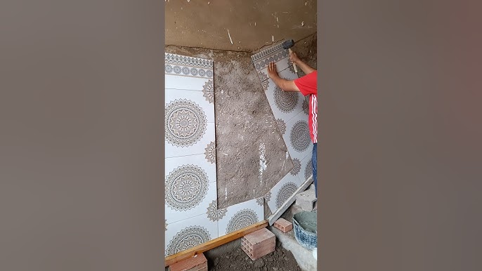 Sewing a staircase with ceramic tiles from the first bead
