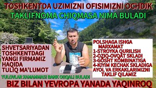 TOSHKENTDA OFIS OCHDIK YEVROPA POLSHAGA YANGI VAKANSIYALAR