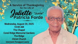 A Service of Thanksgiving for the Life of Juliette Forde