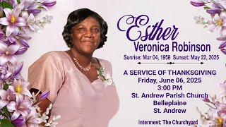 A Service of Thanksgiving for Esther Robinson