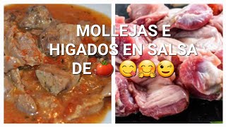 Mollejas e Hígados, en Salsa de Tomates.