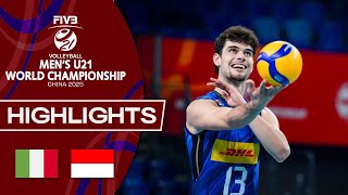 Italy 🇮🇹 vs. Indonesia 🇮🇩 - Men's U21 World Championship | Highlights - Volleyball