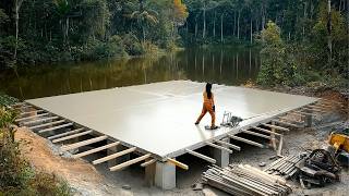 정글에서 120일 동안 레이크 하우스를 짓는 여성 | 작업 전 과정 by @freefootsteps877