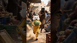 "شوف القط مياو عمل إيه لما البطيخة اتكسرت منه!" 😰💔 #shorts #ai #cat #viral