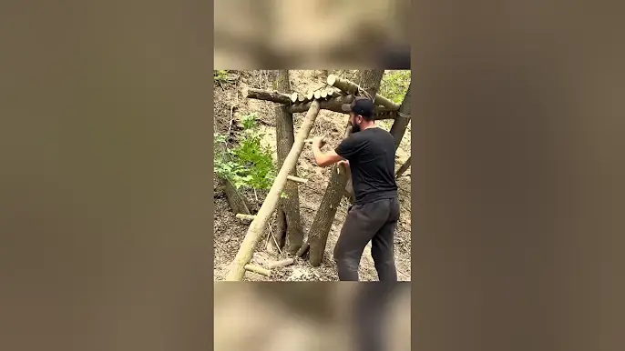 Part 1 ; build a house hang on a tree 🌳🏚️ #camping #bushcraft #tree #house #wildlife #survival