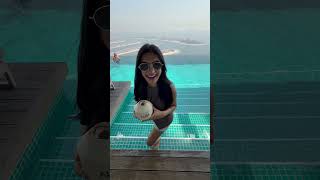 The COOLEST rooftop pool we’ve been to 📍AURA Sky Pool Dubai #hindi #swimming #vlog
