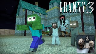MONSTER MOBS GRANNY 3 ESCAPE CHALLENGE MINECRAFT ANIMATION