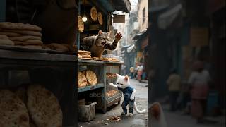 القط مياو المسكين اهلو كلهم ماتو وبقا مش لاقي ياكل ونهايه صدمه #cat #shorts #ai