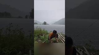 Single mother alone fights against big storms #storms #rain #floods #bamboohouse #singlemom #nature