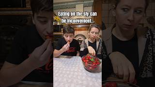 Eating on the sly can be inconvenient.. #funny #enjoy #mom #son #comedy #short