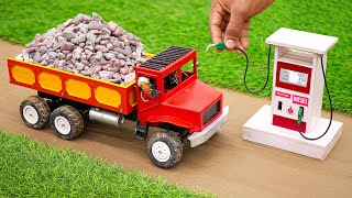 diy mini truck loading stone from crusher machine science project ‪@sanocreator‬
