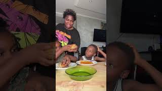 Baby learns a lesson on sharing KFC