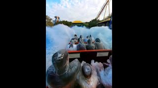 Challenging the most exciting log flume ride in China. When rushing down, I was so scared that I op