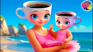 ☀️ ☕ BALLERINA CAPUCHINA va a la PLAYA con sus BEBÉS 🌴 Caricaturas INFANTILES 🩷