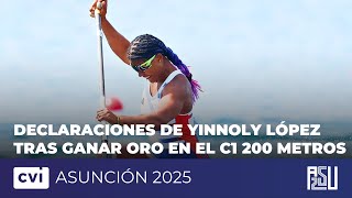 Declaraciones de Yinnoly López tras ganar oro en el C1-200 metros