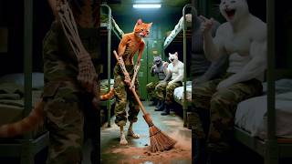 القط مياو رجع الجيش واتنمروا عليه لأن جسمه عضم و ضعيف💔 وخلوه يكنس الأرض قدام الكل!🔥🐾#shorts #cat #ai