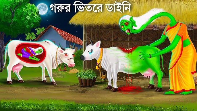 গরুর মধ্যে ভূত ঢুকে যায় | Bhuter Cartoon | BHUTE DHORA GORU | Bengali Horror Stories | Notun Golpo