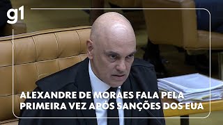 Alexandre de Moraes fala pela primeira vez após sanções dos EUA durante reabertura do STF