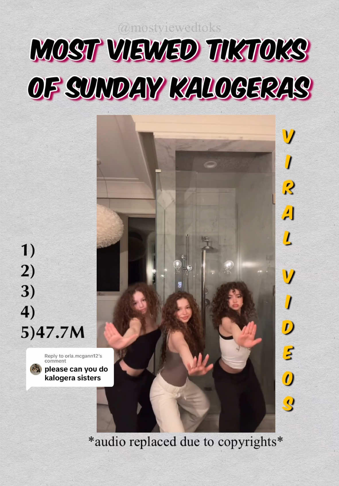 Replying to @orla.mcgann12 @sundaykalogeras most viewed tiktoks #fyp #kalogerassisters #kalogeras #sunday #sundaykalogeras #mostviralvideo #mostviewed #mostliked #viraltiktok #mostpopular #3sisters #kalogerassistersedit