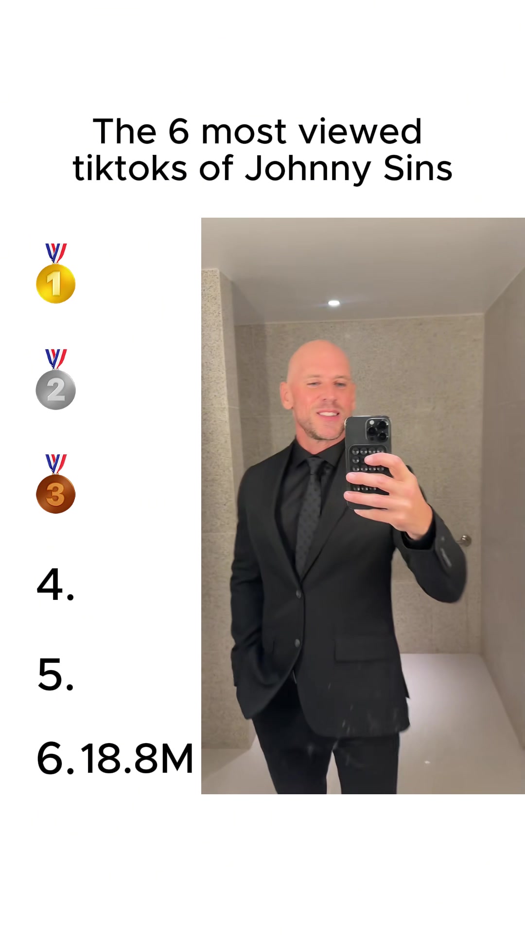 The 6 most viewed TikTok of Johnny Sins #frypage #viral #trendingvideo #fryp #fyp #prt #pourtoi #johnnysins
