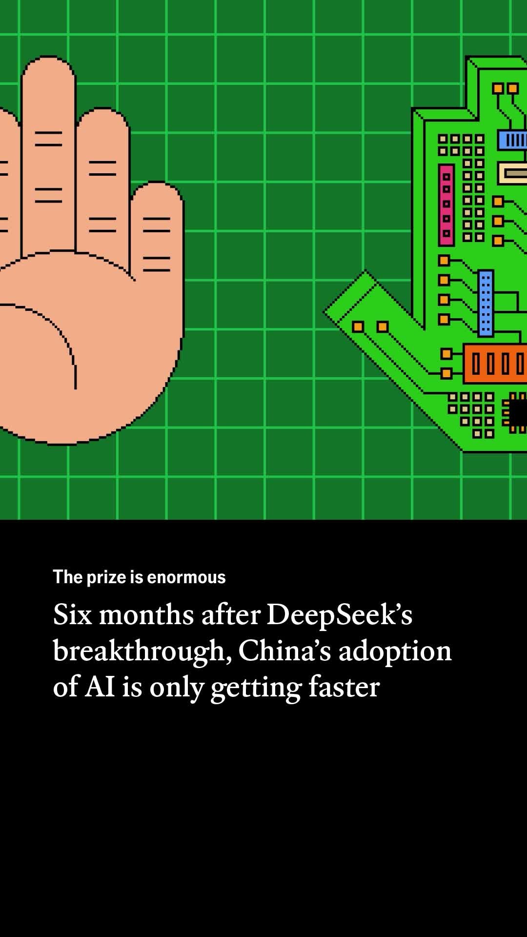 Earlier this year, a barely known artificial-intelligence startup called DeepSeek caused a huge stir by releasing an open-source model trained for a sliver of the cost of fancier Western ones.
Its breakthrough has helped shift China’s approach to AI in profound ways, for example by lowering costs and moving the emphasis towards real-world applications over cutting-edge development. Companies appear to be adopting a more can-do attitude by experimenting with the technology.
Although Chinese AI development is frustrated by being denied the best foreign models, domestic open-source models are improving rapidly, says the chief technology officer of one firm that develops AI customer-service agents.
But as the state and investors rush in to support the adoption of AI more broadly, there are plenty of risks by them doing so. Tap the link in our bio to find out what those are.
Illustration: @licknittle