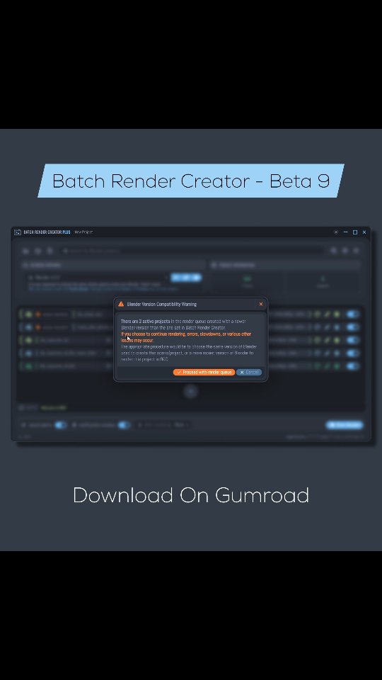 🔥 FREE Render Queue For Blender 🔥
Hey Blender community!
Just dropped Beta 9 of Batch Render Creator (BRC) - our local render queue software for Blender that works like a personal render farm. After nearly a year in beta with 9 major updates, this might be our last beta before the stable release!
Download on Gumroad!
#blender3D #3D #renderqueue #renderfarm #blender