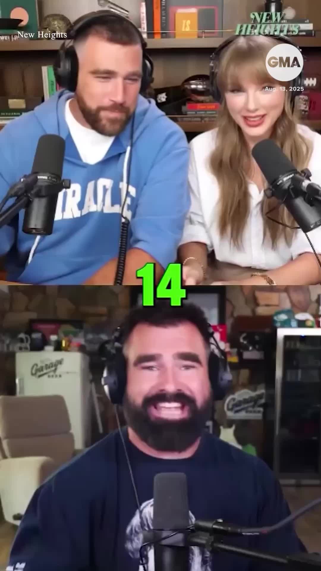 EXCLUSIVE: We have a first look at @taylorswift's highly-anticipated appearance on boyfriend Travis Kelce's "New Heights" podcast -- where it's expected she'll reveal more about her 12th studio album "The Life of a Showgirl" ❤️🔥